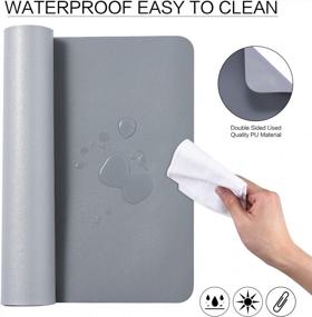img 2 attached to Stay Organized And Protected With Our Dual Sided Leather Desk Pad: Waterproof Desk Mat, Mouse Pad, Desk Protector, And Writing Mat - Perfect For Home And Office (Gray/Silver, 23.6 X 13.7 Inches)