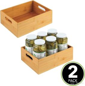 img 3 attached to 🎍 Bamboo Kitchen Drawer Organizer Tray with Handle - Storage Bin for Cutlery, Serving Spoons, Cooking Utensils, Gadgets - 2 Pack - 9-inch Wide - Natural Wood Finish