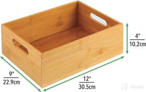 img 1 attached to 🎍 Bamboo Kitchen Drawer Organizer Tray with Handle - Storage Bin for Cutlery, Serving Spoons, Cooking Utensils, Gadgets - 2 Pack - 9-inch Wide - Natural Wood Finish