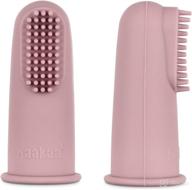 🦷 haakaa silicone baby finger toothbrush - oral care for infants, babies, toddlers, and kids - soft food grade silicone - 0 months+ - 2 pack - blush logo