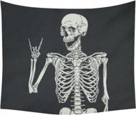 современный черно-белый человеческий скелет, гобелен, настенный набор, готический череп, домашний декор, гобелен, настенный подвес, 60 х 51 дюйм логотип