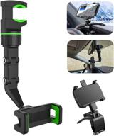 🚗 green macl 360° rear view mirror phone holder for car - dashboard clip mount, rotatable cell phone stand - fits most 4-7 inch mobile phones - car accessories for iphone, samsung smartphones logo