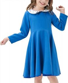 img 4 attached to Vintage Style Skater Party Dress With Peter Pan Collar For Girls Aged 2-12: Short And Long Sleeve Options