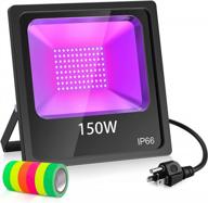 150w led uv black light floodlight with 10ft power cord - perfect for halloween, glow parties, dj disco & fluorescent posters logo