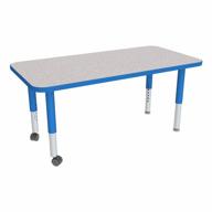24" x 36" rectangle preschool activity table with adjustable height and mobile design logo