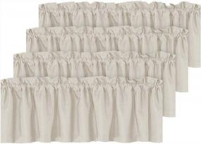 img 4 attached to Ivory Linen Texture Blackout Curtain Valances 52X18 Inch For Kitchen, Bathroom, And Laundry - Set Of 4 Privacy Window Valances With Rod Pocket - Casual Living Room Curtains