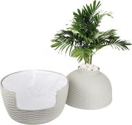 🐱 cat litter box furniture: lid & plant diy, rattan pattern, waterproof & easy to clean, light gray logo