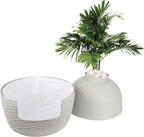 img 4 attached to 🐱 Cat Litter Box Furniture: Lid & Plant DIY, Rattan Pattern, Waterproof & Easy to Clean, Light Gray