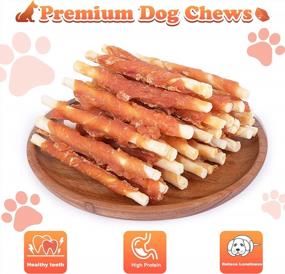 img 1 attached to 1Lb Pawant Puppy Training Snacks Dog Chews Treats: Chicken Wrapped White Rawhide Sticks!