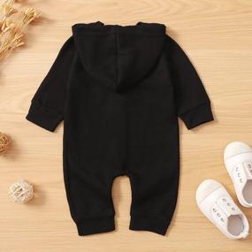 img 2 attached to Kuriozud Unisex Baby Hooded Romper - Solid Color Waffle Jumpsuit With Long Sleeves For Newborn Boys And Girls