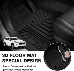 img 3 attached to 🚗 Premium TGBROS Custom Fit Floor Mats for Toyota Highlander 2020-2023 - All-Weather Liners, 3 Row Carpet Set