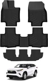 img 4 attached to 🚗 Premium TGBROS Custom Fit Floor Mats for Toyota Highlander 2020-2023 - All-Weather Liners, 3 Row Carpet Set