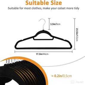 img 2 attached to 👔 Premium AzxecVcer Non-Slip Velvet Suit Hangers - 50-Pack, Space-Saving & Ultra-Thin Design - 50 Black Hangers Included