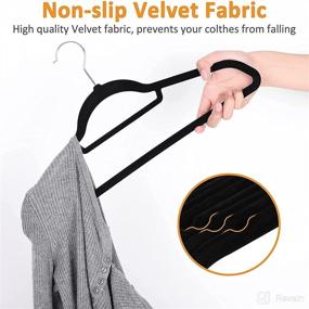 img 1 attached to 👔 Premium AzxecVcer Non-Slip Velvet Suit Hangers - 50-Pack, Space-Saving & Ultra-Thin Design - 50 Black Hangers Included