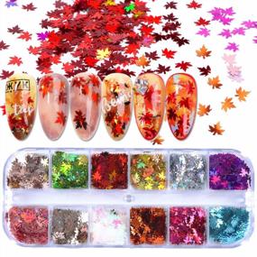 img 4 attached to DIY Shiny Maple Leaf Nail Designs: 1 Box Of 3D Sequins & Glitter Flakes For Dazzling Manicures