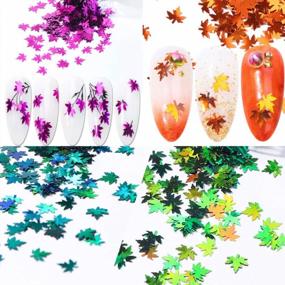 img 2 attached to DIY Shiny Maple Leaf Nail Designs: 1 Box Of 3D Sequins & Glitter Flakes For Dazzling Manicures