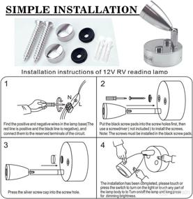 img 1 attached to 🔦 TZnponr 2PCS 12V - 24V RV LED Spotlight Small Size Reading Light USB Charging Port 360°Swivel Spotlight，Dimmable 3500K Warm Light for Bedside lamp of Truck Trailer Ship (Silver)