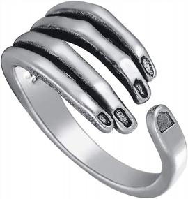 img 4 attached to 925 Sterling Silver Hug Hand Rings: Perfect For Men & Women, Vintage Black Gothic Style Wedding Bands Jewelry Gifts!