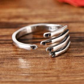 img 1 attached to 925 Sterling Silver Hug Hand Rings: Perfect For Men & Women, Vintage Black Gothic Style Wedding Bands Jewelry Gifts!