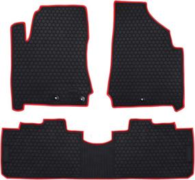 img 4 attached to 🚗 Custom Fit Rubber Car Floor Mats for Cadillac SRX 2019-2010 | Black Red All Weather Heavy Duty | Odorless, Auto Floor Liners