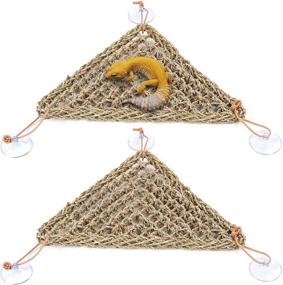 img 4 attached to 🦎 Kathson 100% Natural Grass Fibers Reptile Hammock Bed - Perfect Tank Accessories for Lizards, Geckos, and Hermit Crabs: 2PCS
