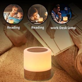 img 2 attached to Touch Night Light, Portable LED Bedside Touch Sensor Lamp, Wood Grain Night Light RGB Color Ambient Light Reading LED Desk Lamp For Home Bedroom Dimmable Warm Night Light