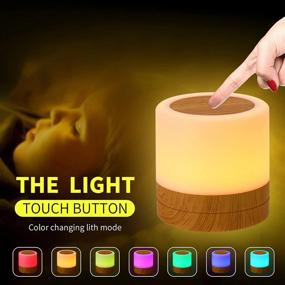 img 3 attached to Touch Night Light, Portable LED Bedside Touch Sensor Lamp, Wood Grain Night Light RGB Color Ambient Light Reading LED Desk Lamp For Home Bedroom Dimmable Warm Night Light