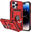 iphone 14 pro max case 2022 [360°kickstand ring] [magnetic car holder] [slide camera cover] military grade drop protective 6.7'' red goton for iphone 14 pro max logo
