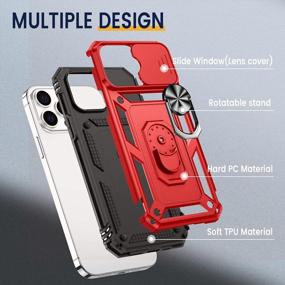 img 2 attached to Чехол для iPhone 14 Pro Max 2022 [Кольцо с подставкой на 360°] [Магнитный автомобильный держатель] [Крышка для выдвижной камеры] Защитный чехол военного класса 6,7 '' Красный Goton для IPhone 14 Pro Max