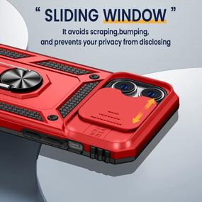 img 1 attached to Чехол для iPhone 14 Pro Max 2022 [Кольцо с подставкой на 360°] [Магнитный автомобильный держатель] [Крышка для выдвижной камеры] Защитный чехол военного класса 6,7 '' Красный Goton для IPhone 14 Pro Max