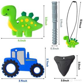 img 3 attached to 🦈 GROBRO7 Sensory Chew Necklaces: Durable Silicone Teething Toy Set for Infants with Autism, ADHD - Shark Tooth Car & Dinosaur Pendant - Safe and Effective Oral Motor Aid"