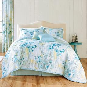 img 1 attached to Funky Floral Queen Comforter Set In Seafoam Multi - 6 Piece Bedding Collection By BrylaneHome