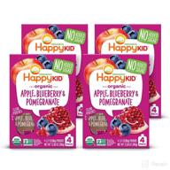 🍎 happy kid organic superfoods twist apple blueberry pomegranate (3.17oz, pack of 16) - resealable baby toddler kid snacks with no added sugar - non-gmo kosher - packaging may vary logo