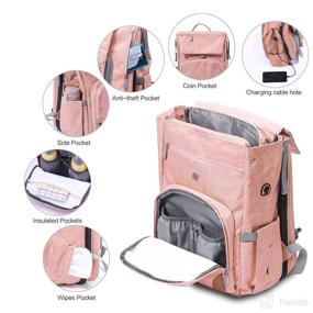 img 3 attached to 🎒 3-in-1 Baby Bag: Diaper Backpack with Changing Station - Perfect Pink Diaper Bag for Girls