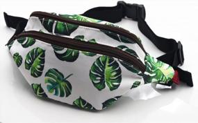 img 3 attached to Trendy Tropical Waist Bags For Stylish Travelers - Canvas Bum Belt, Hip Pouch, Fanny Pack Featuring Vibrant Leaves