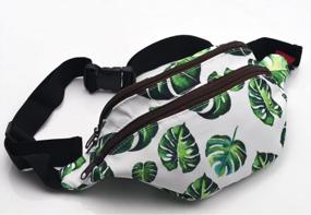 img 2 attached to Trendy Tropical Waist Bags For Stylish Travelers - Canvas Bum Belt, Hip Pouch, Fanny Pack Featuring Vibrant Leaves
