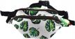 trendy tropical waist bags for stylish travelers - canvas bum belt, hip pouch, fanny pack featuring vibrant leaves logo