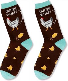 img 1 attached to Quirky Animal Lover'S Delight: Funny Chicken, Cow, And Dog Socks With UFO Design For Women And Girls - SOCKFUN Gift Collection