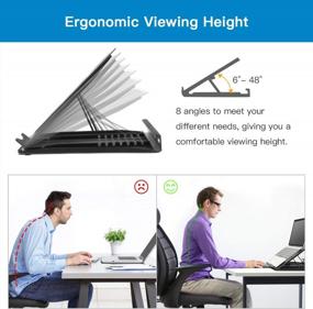 img 1 attached to HUANUO Adjustable Laptop Stand Riser For Desk - Fits Up To 15.6 Inch Notebook, Mesh Ventilated Cooling With 8 Tilt Levels For Improved Airflow & Ergonomics