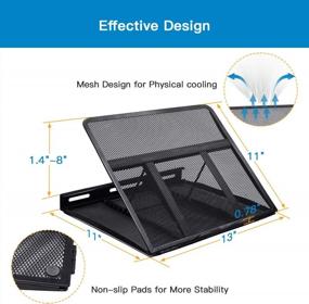 img 2 attached to HUANUO Adjustable Laptop Stand Riser For Desk - Fits Up To 15.6 Inch Notebook, Mesh Ventilated Cooling With 8 Tilt Levels For Improved Airflow & Ergonomics