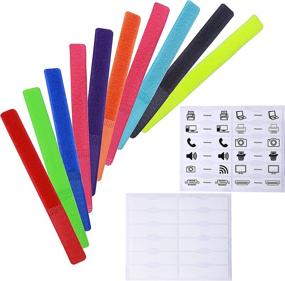 img 4 attached to 🔗 20 PCS 7 Inch Hook and Loop Colorful Fastening Cable Straps by Wisdompro with Extra Identification Tag Labels for Reusable and Efficient Organization