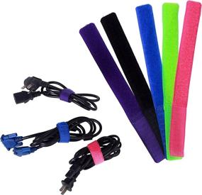 img 1 attached to 🔗 20 PCS 7 Inch Hook and Loop Colorful Fastening Cable Straps by Wisdompro with Extra Identification Tag Labels for Reusable and Efficient Organization