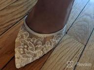 img 1 attached to Ivory Lace Mesh Wedding Shoes: Comfortable Mid Heel, Ankle Strap, Pointy Toe Pumps review by Marcus Price