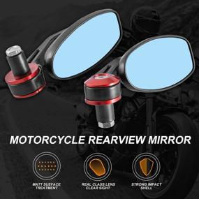 img 3 attached to 🔴 Universal Aluminum Alloy Motorcycle Rearview Mirror - KATUR Red Round Shaped 7/8 Inch 22MM Handlebar Side Mirrors Compatible with Yamaha Honda Triumph Ducati Suzuki