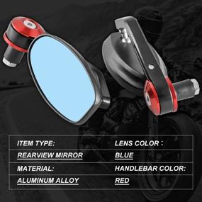 img 1 attached to 🔴 Universal Aluminum Alloy Motorcycle Rearview Mirror - KATUR Red Round Shaped 7/8 Inch 22MM Handlebar Side Mirrors Compatible with Yamaha Honda Triumph Ducati Suzuki