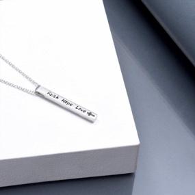 img 3 attached to Stunning Sterling Silver Opal Bar Necklaces With Heartbeat And Faith Hope Love Designs - Perfect Valentine'S Day And Birthday Gifts For Women And Girls