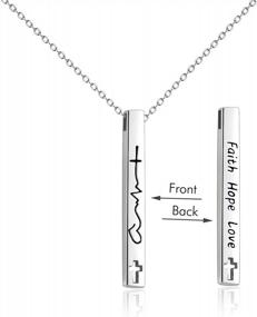 img 4 attached to Stunning Sterling Silver Opal Bar Necklaces With Heartbeat And Faith Hope Love Designs - Perfect Valentine'S Day And Birthday Gifts For Women And Girls