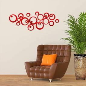img 4 attached to Stylish & Budget-Friendly Red Acrylic Mirror Wall Stickers For Home Decor - Set Of 24 By HOODDEAL