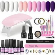 gel nail polish kit with u v light starter kit winter colors white pink silver glitter nail gel polish set with base and top coat u v led nail lamp nail art manicure decoration tools nail salon home diy valentine's day gift for women logo