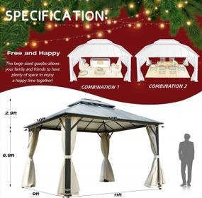 img 1 attached to 10' X 12' YOLENY Hardtop Gazebo: Permanent Aluminum Patio Gazebo With Double Roof, Curtains & Netting Included!